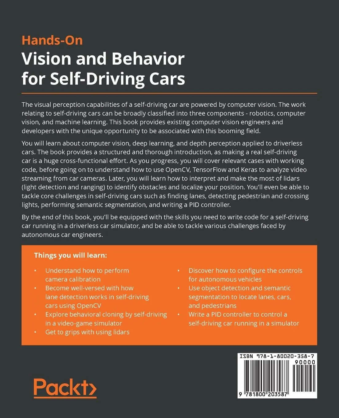 Rückseite: 9781800203587 | Hands-On Vision and Behavior for Self-Driving Cars | Venturi (u. a.)