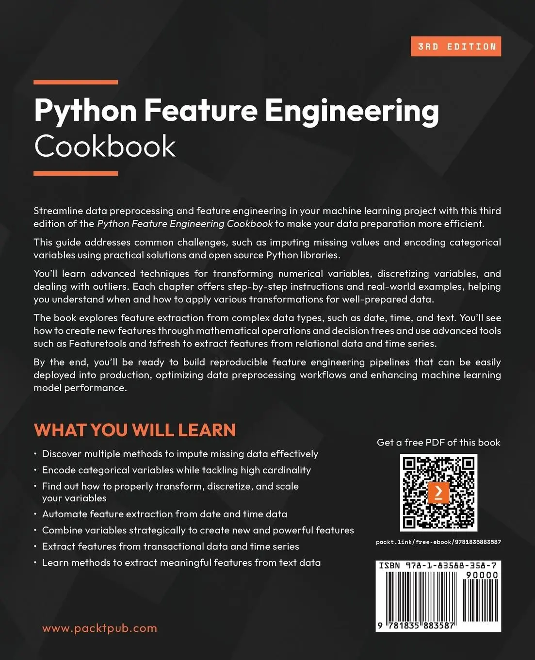 Rückseite: 9781835883587 | Python Feature Engineering Cookbook - Third Edition | Soledad Galli