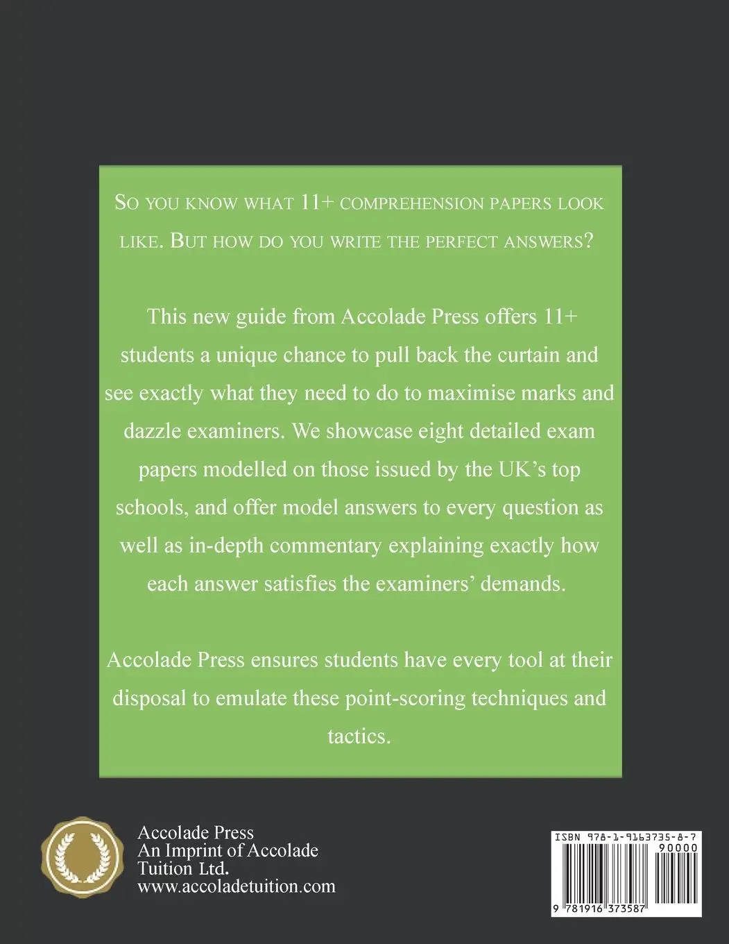 Rückseite: 9781916373587 | 11+ Comprehension | Practice Papers &amp; In-Depth Guided Answers | Buch