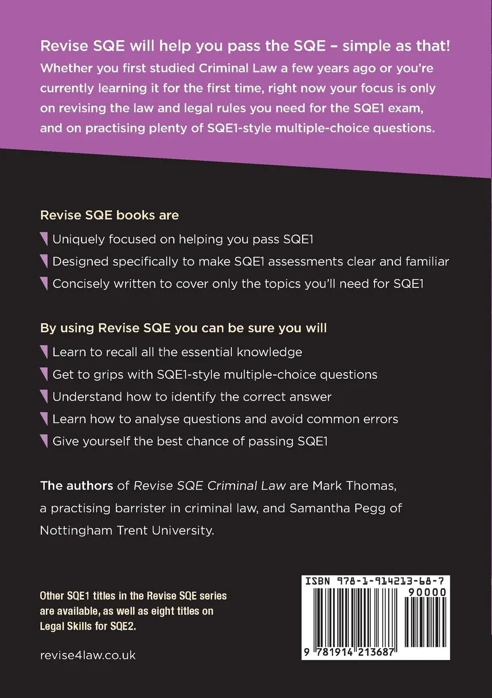 Rückseite: 9781914213687 | Revise SQE Criminal Law | SQE1 Revision Guide 2nd ed | Thomas (u. a.)