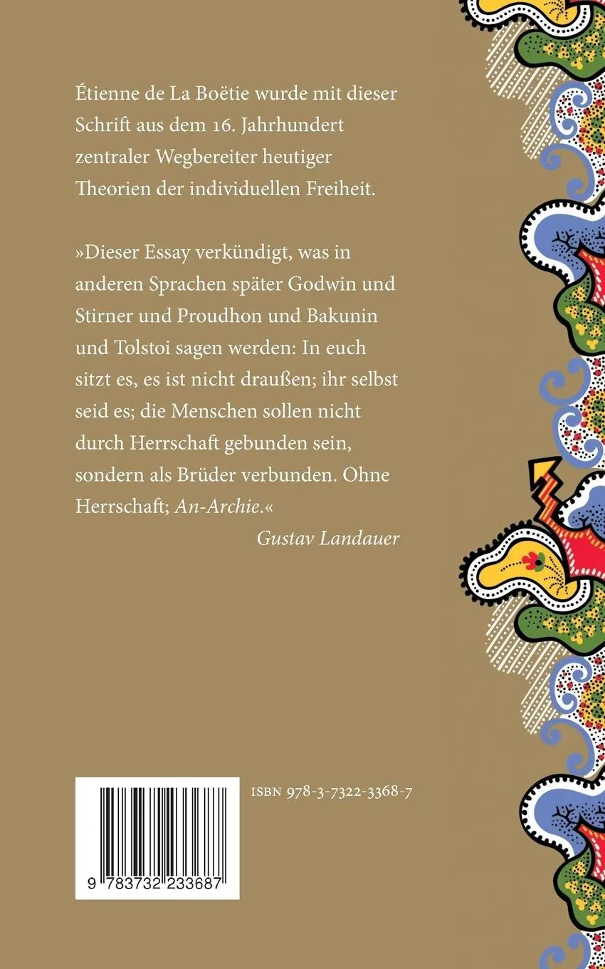 Rückseite: 9783732233687 | Von der freiwilligen Knechtschaft | Étienne de La Boëtie | Taschenbuch