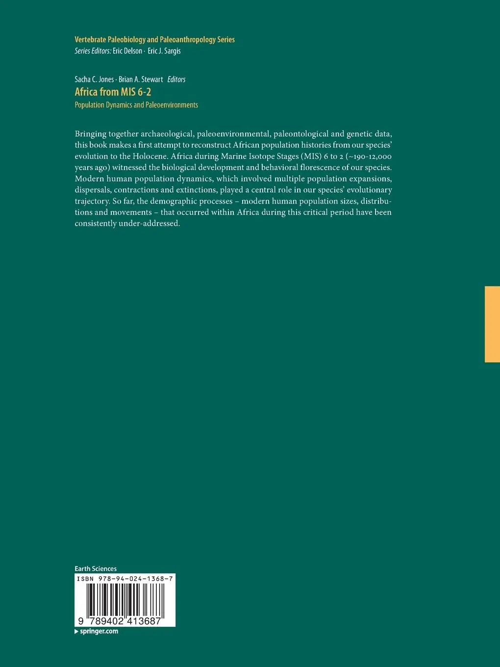 Rückseite: 9789402413687 | Africa from MIS 6-2 | Population Dynamics and Paleoenvironments | Buch