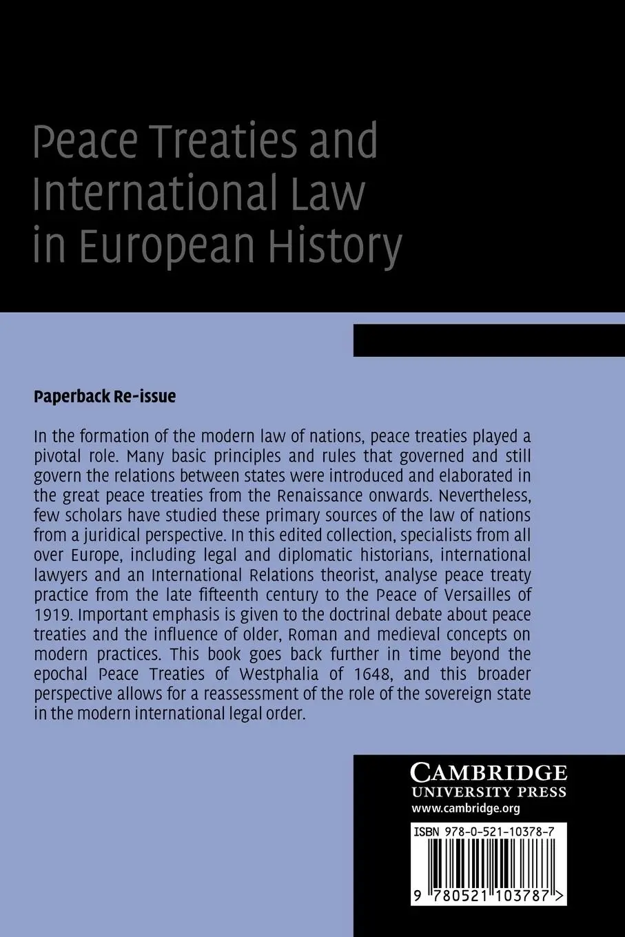 Rückseite: 9780521103787 | Peace Treaties and International Law in European History | Lesaffer