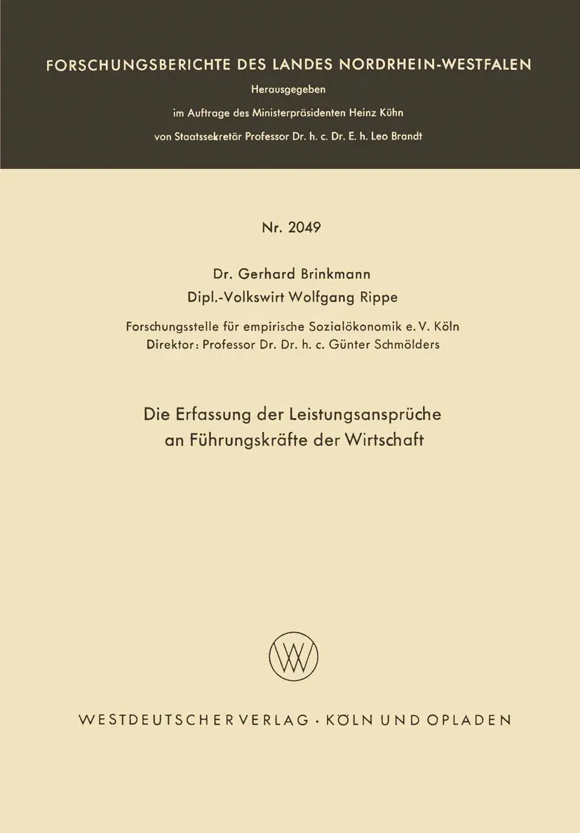Cover: 9783322983787 | Die Erfassung der Leistungsansprüche an Führungskräfte der Wirtschaft