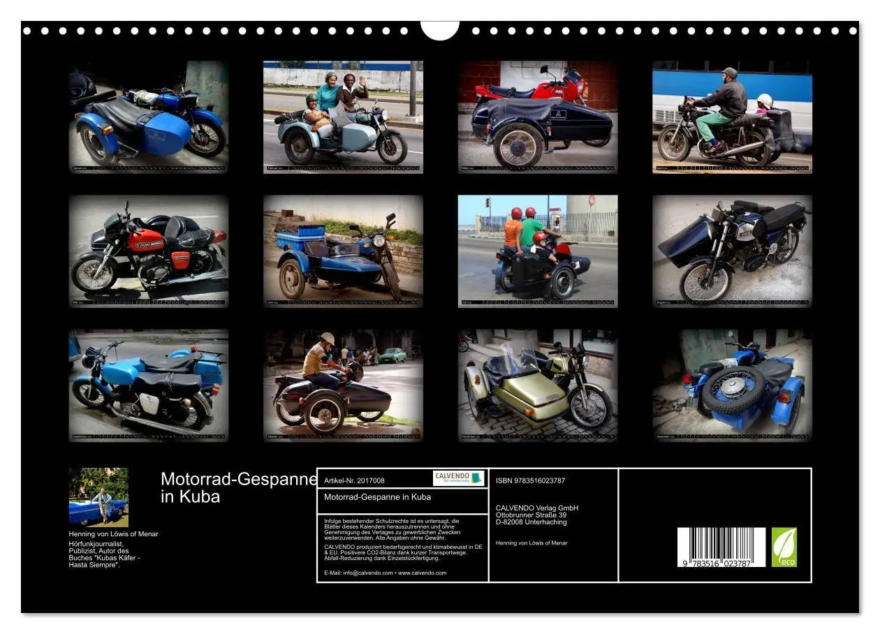 Bild: 9783516023787 | Motorrad-Gespanne in Kuba (Wandkalender 2026 DIN A3 quer), CALVENDO...
