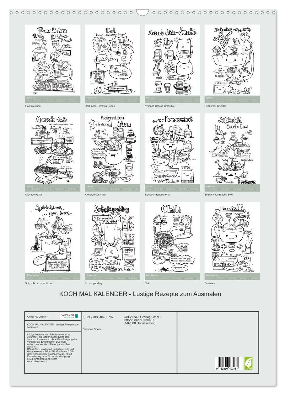 Bild: 9783516403787 | KOCH MAL KALENDER - Lustige Rezepte zum Ausmalen (Wandkalender 2026...
