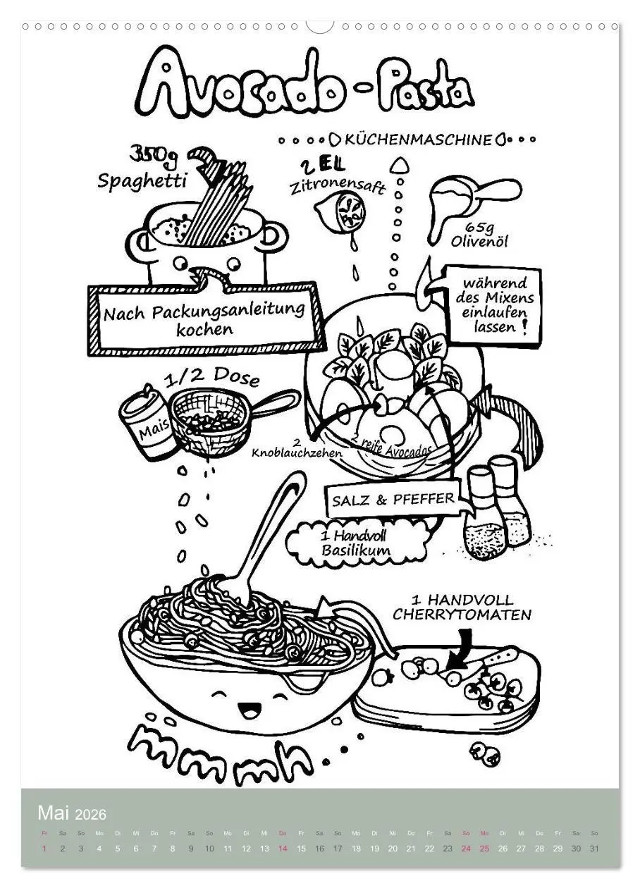 Bild: 9783516403787 | KOCH MAL KALENDER - Lustige Rezepte zum Ausmalen (Wandkalender 2026...