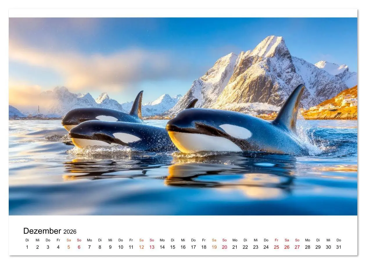 Bild: 9783516643787 | Orcas - ein Jahr voller Meer (Wandkalender 2026 DIN A4 quer),...