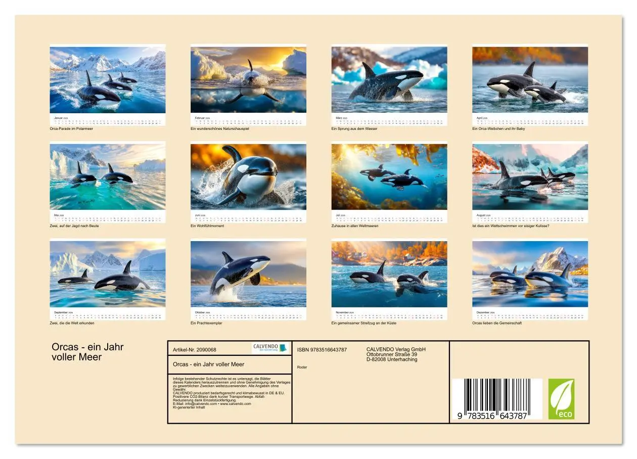 Bild: 9783516643787 | Orcas - ein Jahr voller Meer (Wandkalender 2026 DIN A4 quer),...