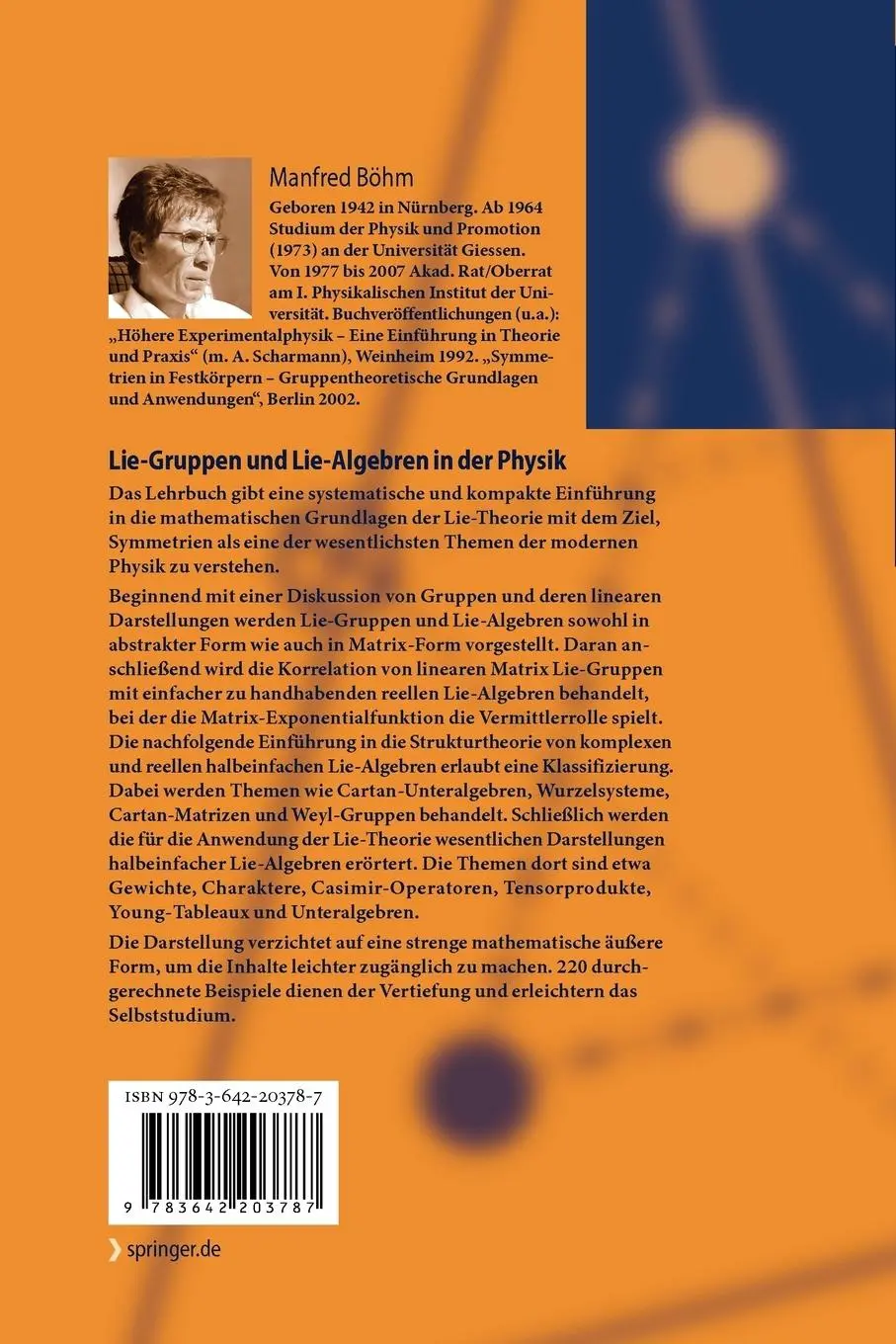 Rückseite: 9783642203787 | Lie-Gruppen und Lie-Algebren in der Physik | Manfred Böhm | Buch