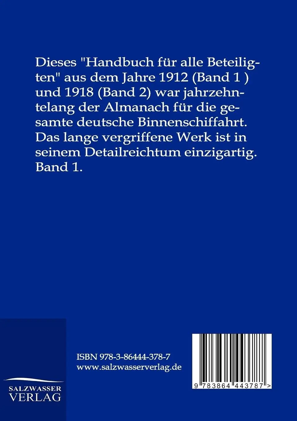 Rückseite: 9783864443787 | Die Binnenschifffahrt | Erster Band | Oskar Teubert | Taschenbuch