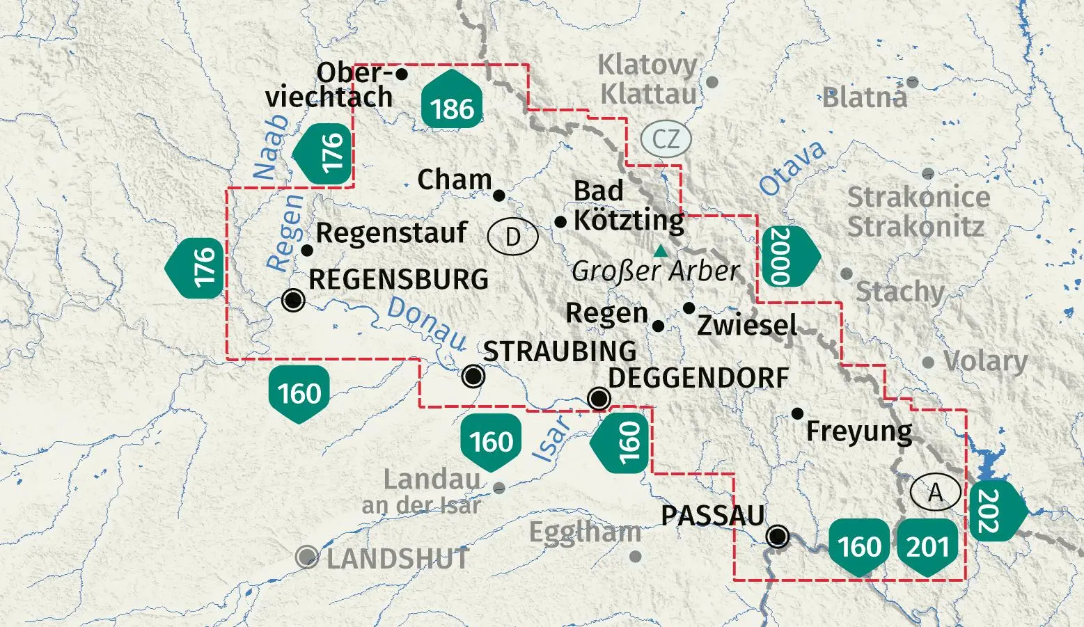 Bild: 9783991543787 | KOMPASS Wanderkarten-Set 198 Bayerischer Wald (3 Karten) 1:50.000
