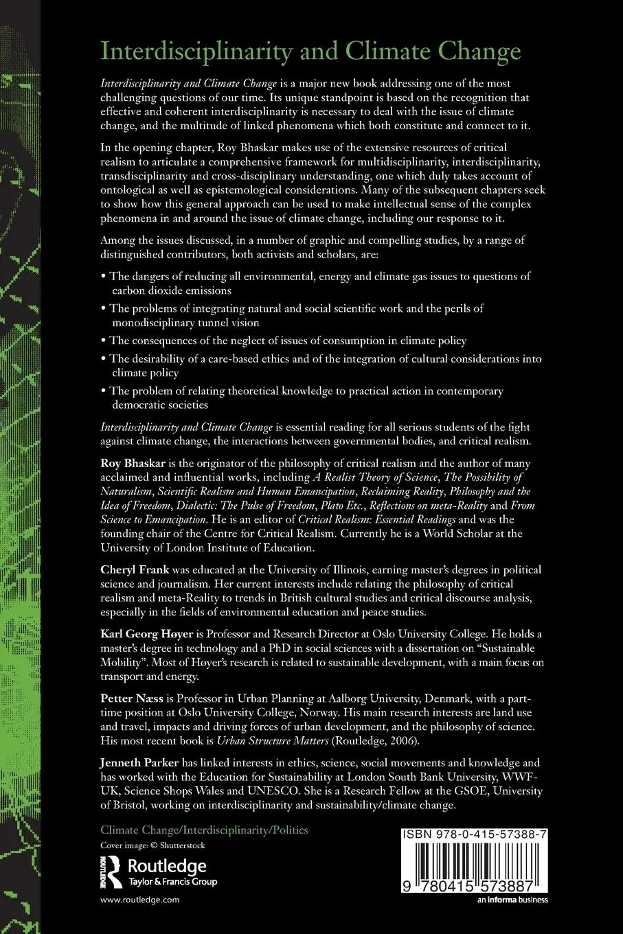 Rückseite: 9780415573887 | Interdisciplinarity and Climate Change | Roy Bhaskar (u. a.) | Buch