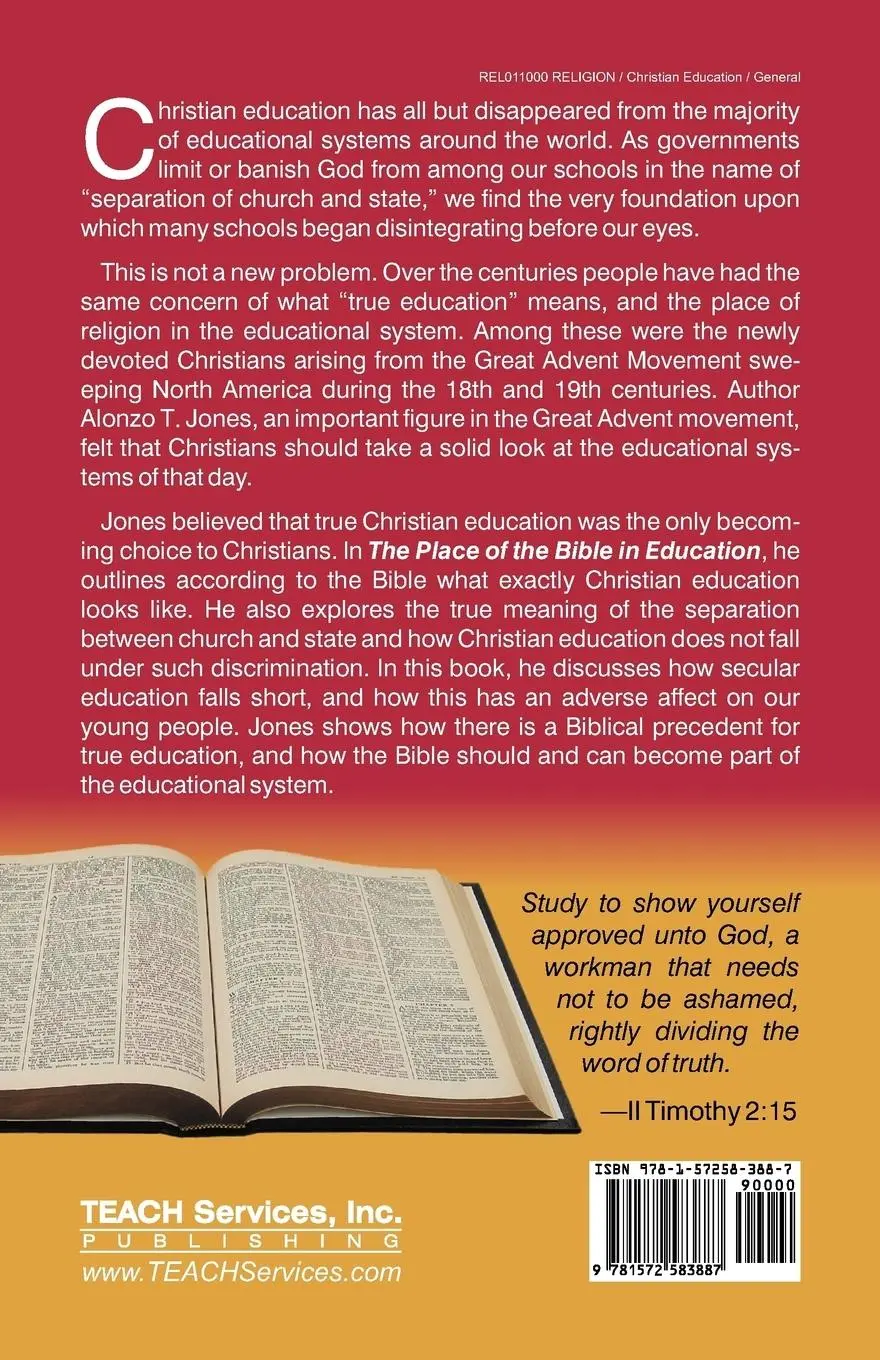 Rückseite: 9781572583887 | The Place of the Bible in Education | Alonzo Trevier Jones | Buch