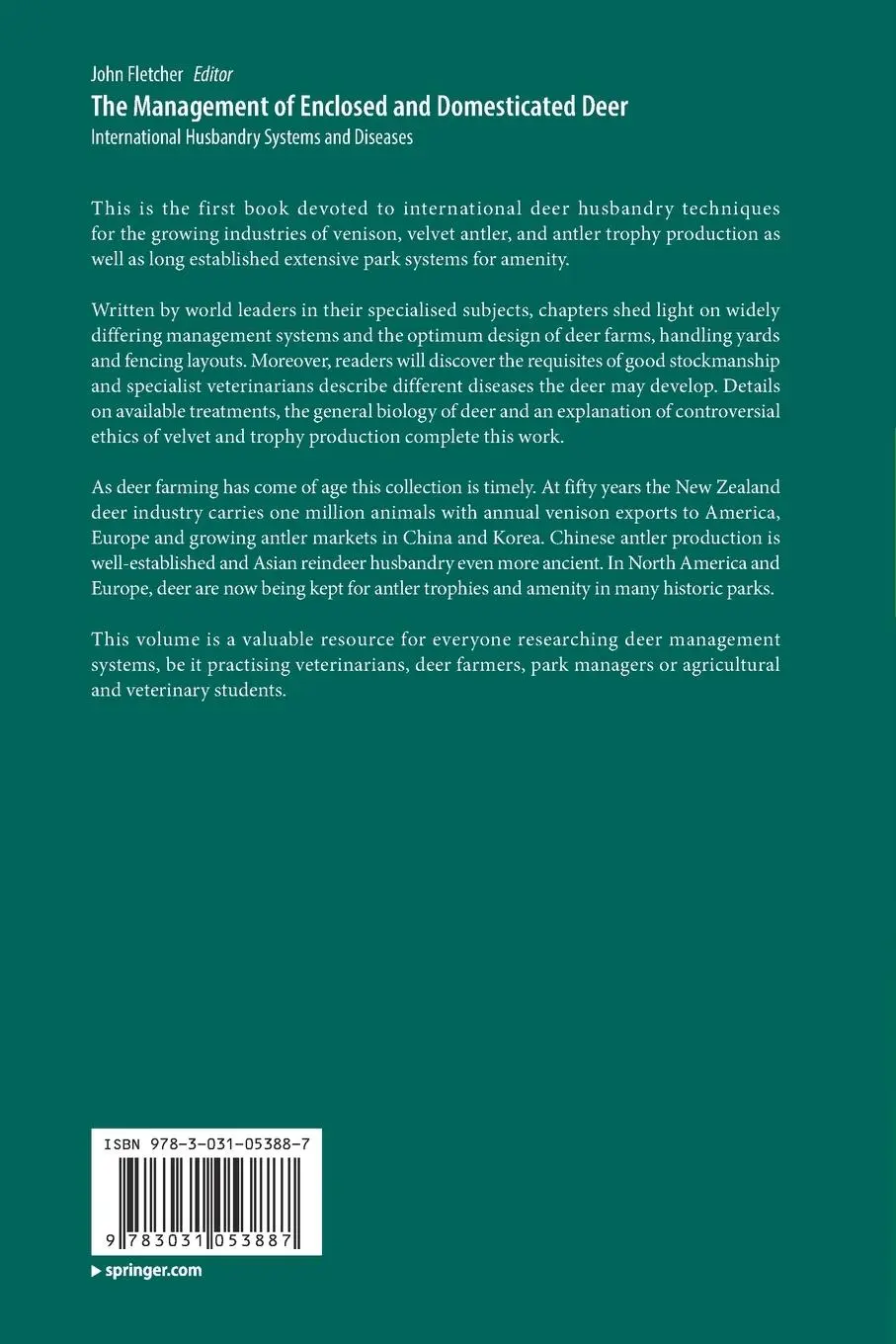 Rückseite: 9783031053887 | The Management of Enclosed and Domesticated Deer | John Fletcher
