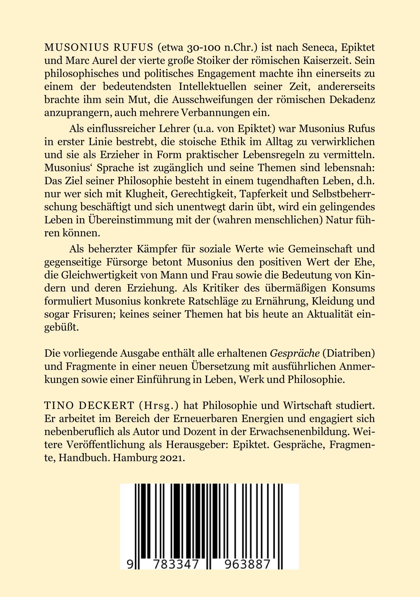 Rückseite: 9783347963887 | Der römische Stoiker Musonius Rufus | Musonius Rufus | Taschenbuch