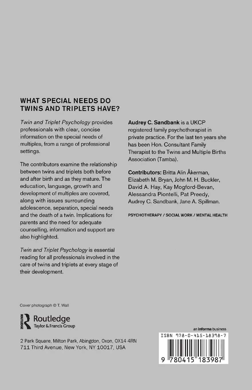 Rückseite: 9780415183987 | Twin and Triplet Psychology | Audrey Sandbank | Taschenbuch | Englisch