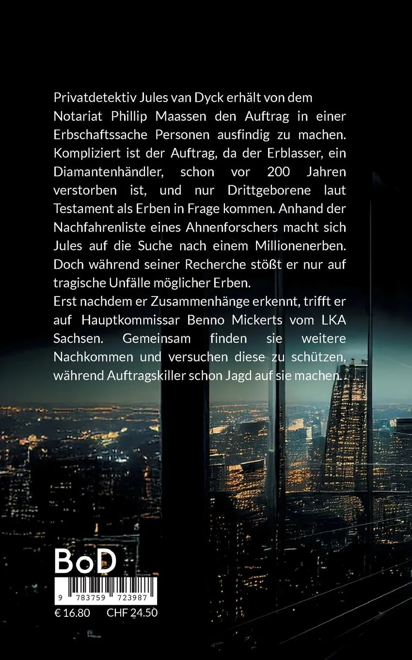 Rückseite: 9783759723987 | Todessöhne | Thriller, Detektivkrimi aus Antwerpen | Burkhard Schröder