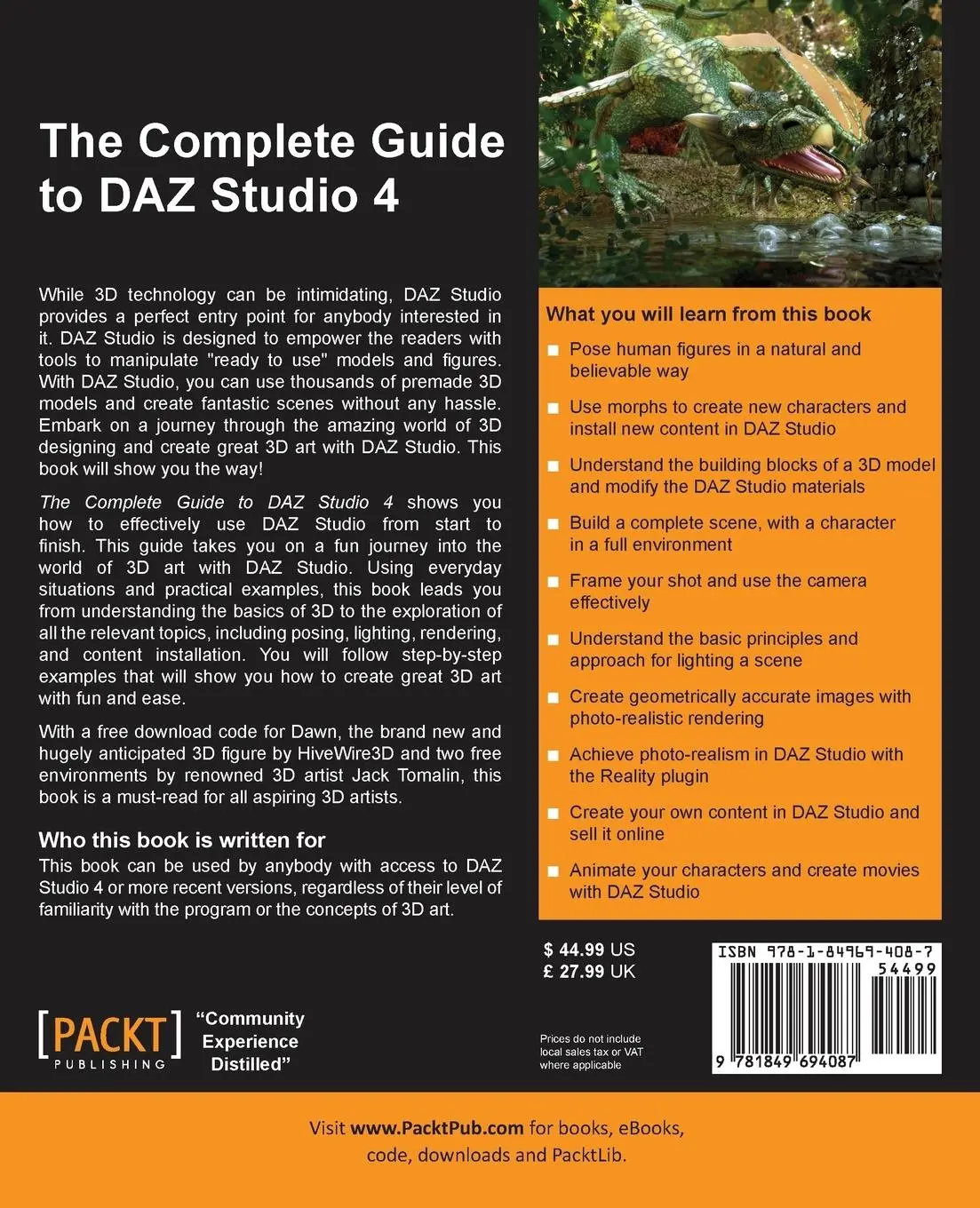 Rückseite: 9781849694087 | The Complete Guide to Daz Studio 4 | Paolo Ciccone | Taschenbuch
