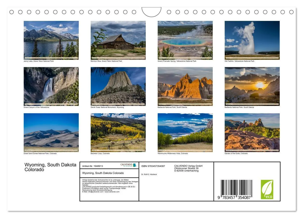 Bild: 9783457354087 | Wyoming, South Dakota Colorado (Wandkalender 2026 DIN A4 quer),...