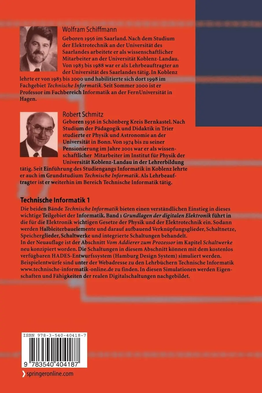 Rückseite: 9783540404187 | Technische Informatik 1 | Grundlagen der digitalen Elektronik | Buch