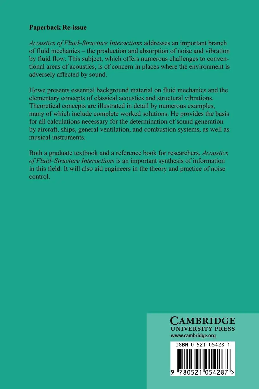 Rückseite: 9780521054287 | Acoustics of Fluid-Structure Interactions | M. S. Howe (u. a.) | Buch