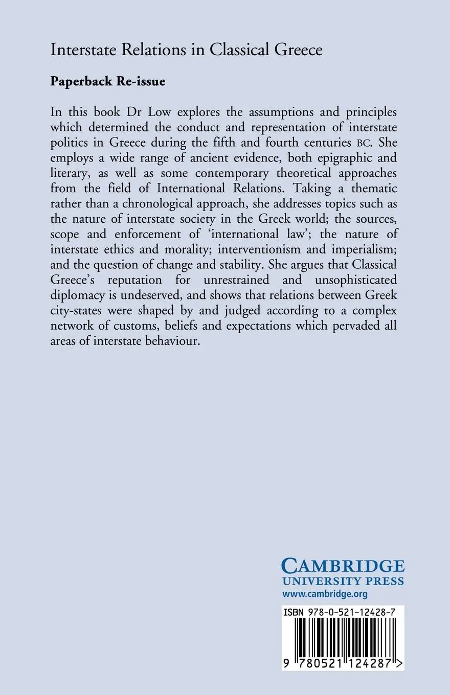 Rückseite: 9780521124287 | Interstate Relations in Classical Greece | Morality and Power | Buch