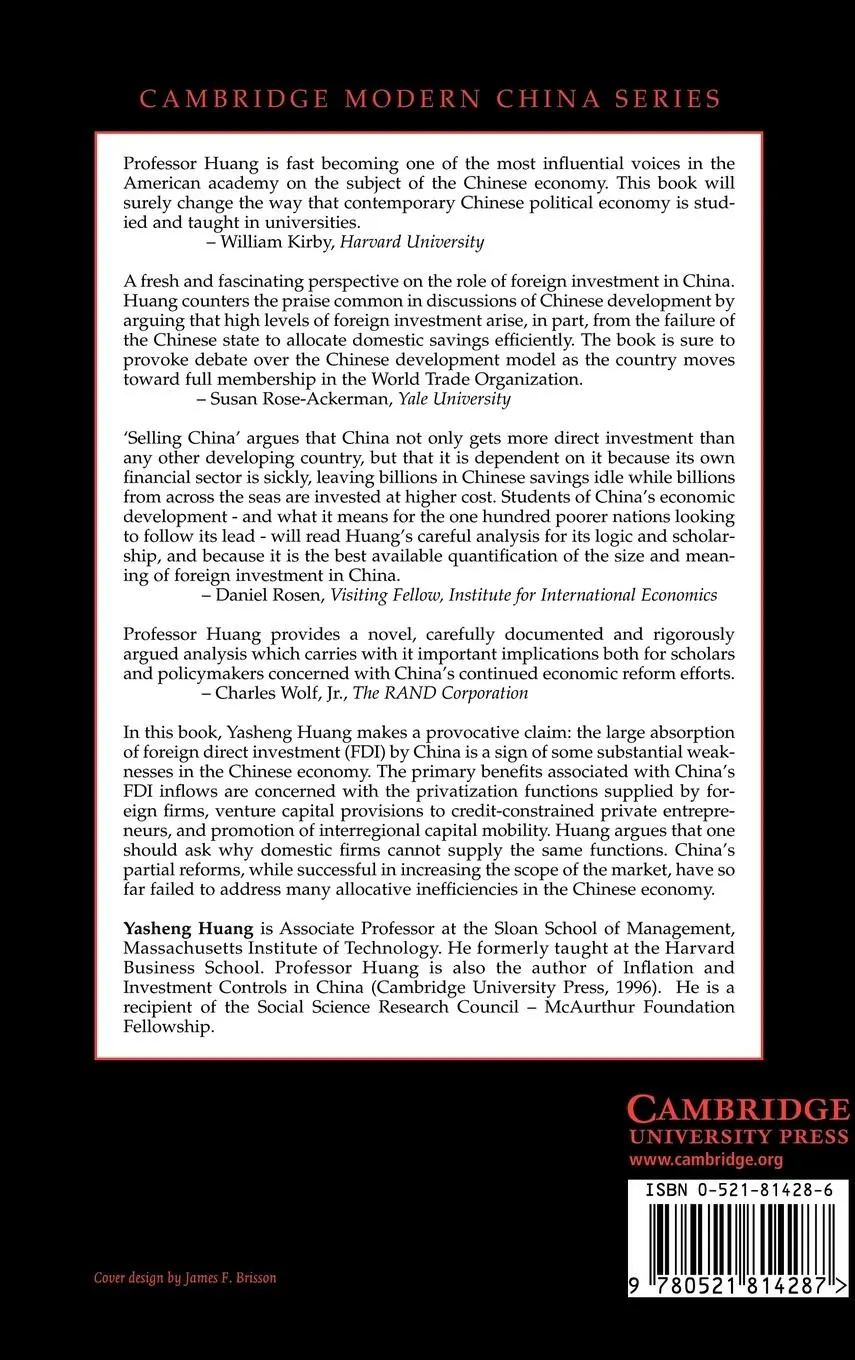 Rückseite: 9780521814287 | Selling China | Foreign Direct Investment During the Reform Era | Buch