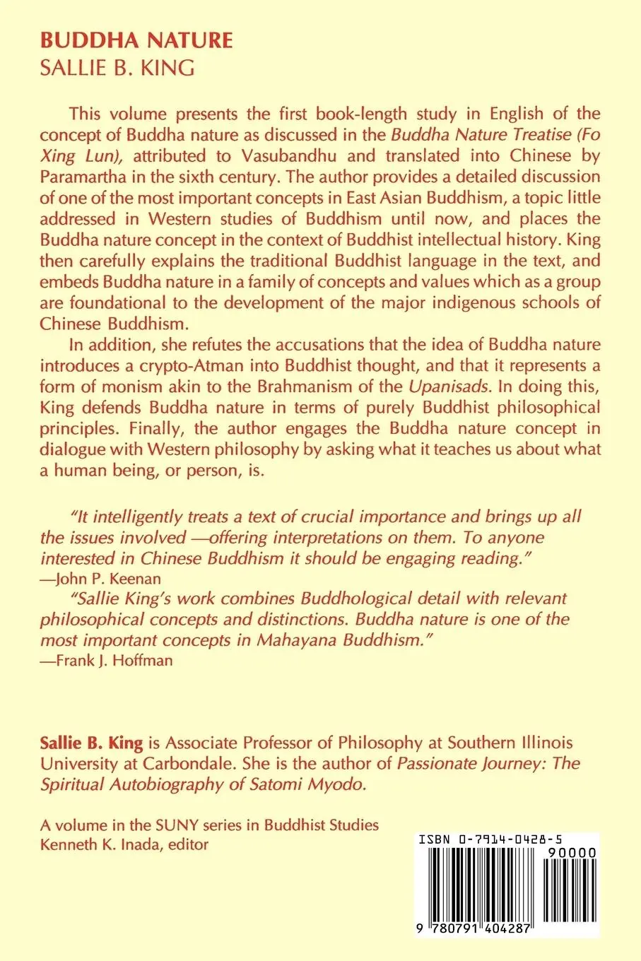 Rückseite: 9780791404287 | Buddha Nature | Sallie B. King | Taschenbuch | Englisch | 1991