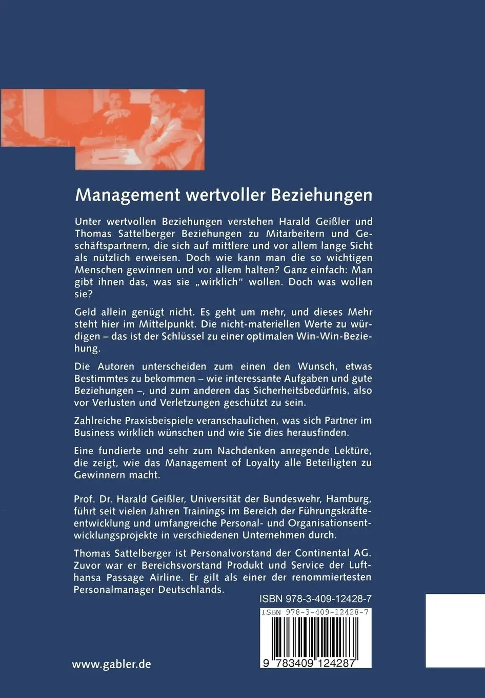 Rückseite: 9783409124287 | Management wertvoller Beziehungen | Thomas Sattelberger (u. a.) | Buch