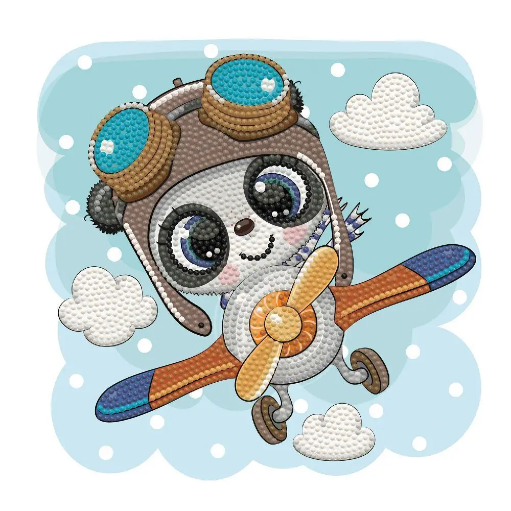 Bild: 4895225924387 | DIAMOND DOTZ - Diamond Painting Panda Flugzeug | Kit (Bastelset)