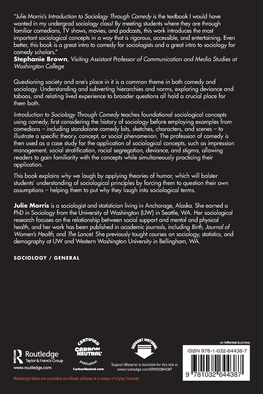 Rückseite: 9781032644387 | Introduction to Sociology Through Comedy | Julie Morris | Taschenbuch