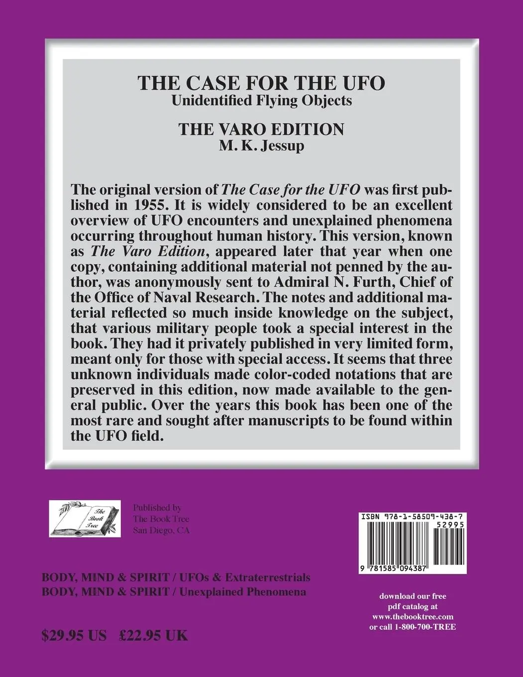 Rückseite: 9781585094387 | The Case for the UFO | The Varo Edition | M. K. Jessup | Taschenbuch