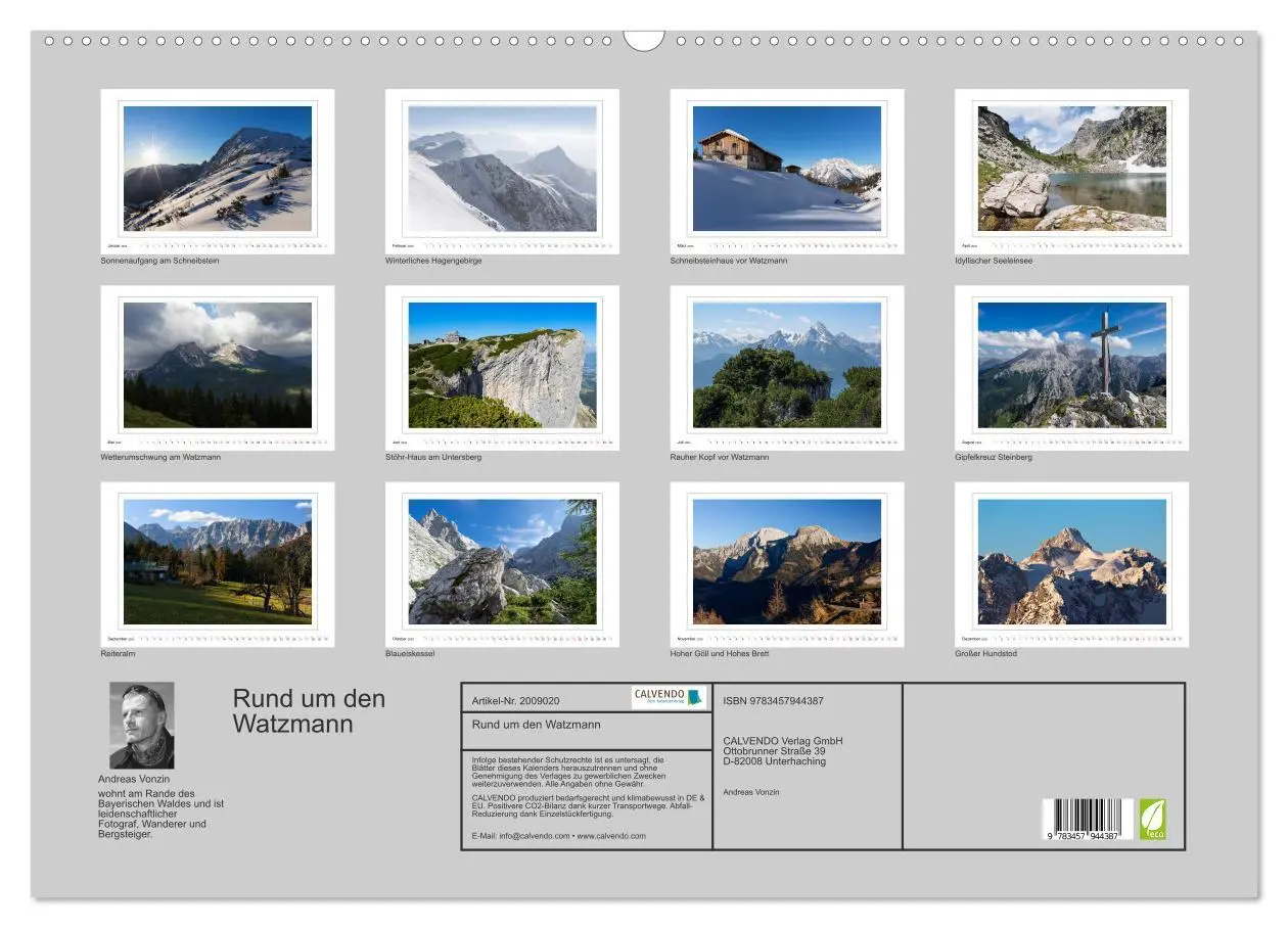Bild: 9783457944387 | Rund um den Watzmann (Wandkalender 2026 DIN A2 quer), CALVENDO...