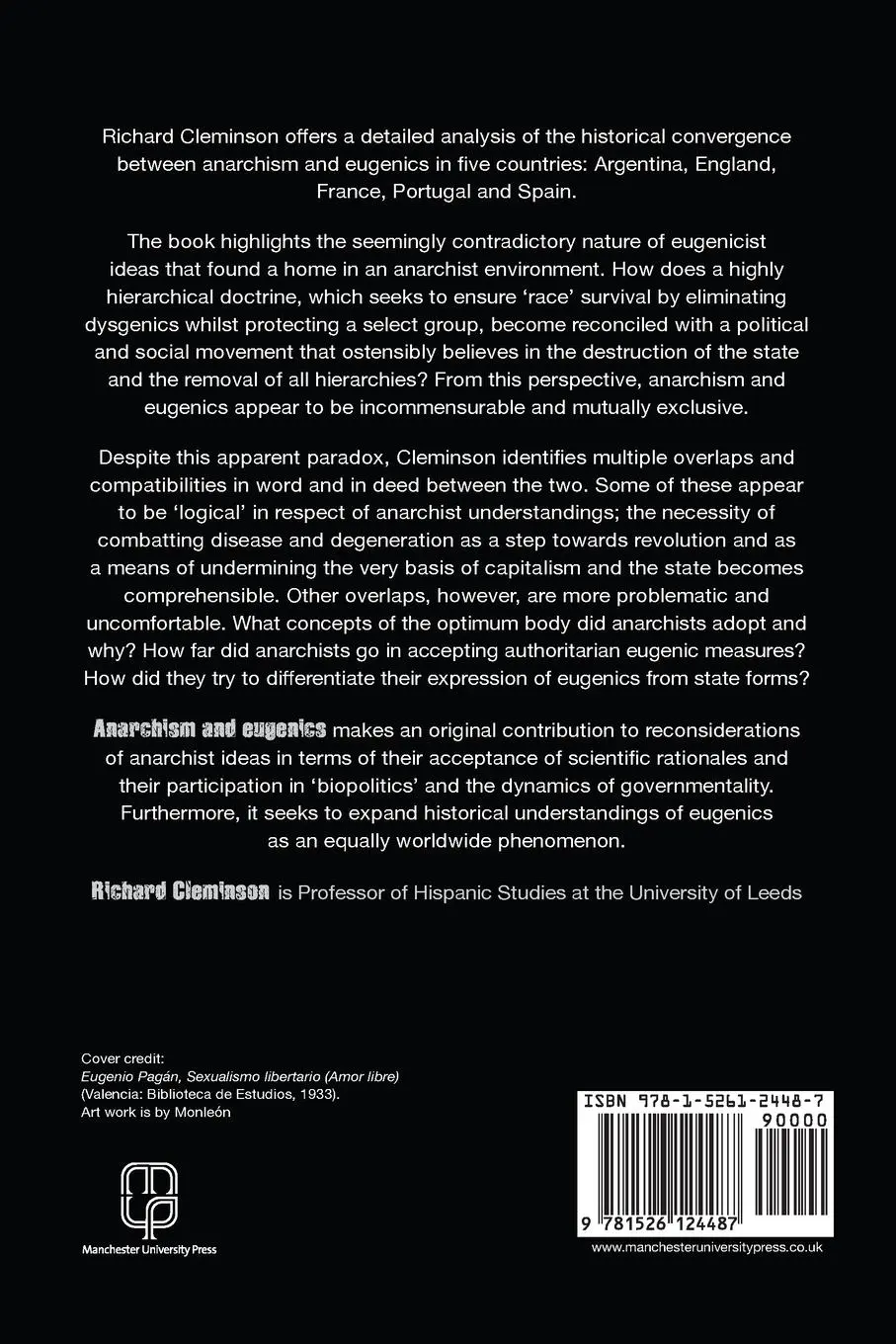 Rückseite: 9781526124487 | Anarchism and eugenics | An unlikely convergence, 1890-1940 | Buch