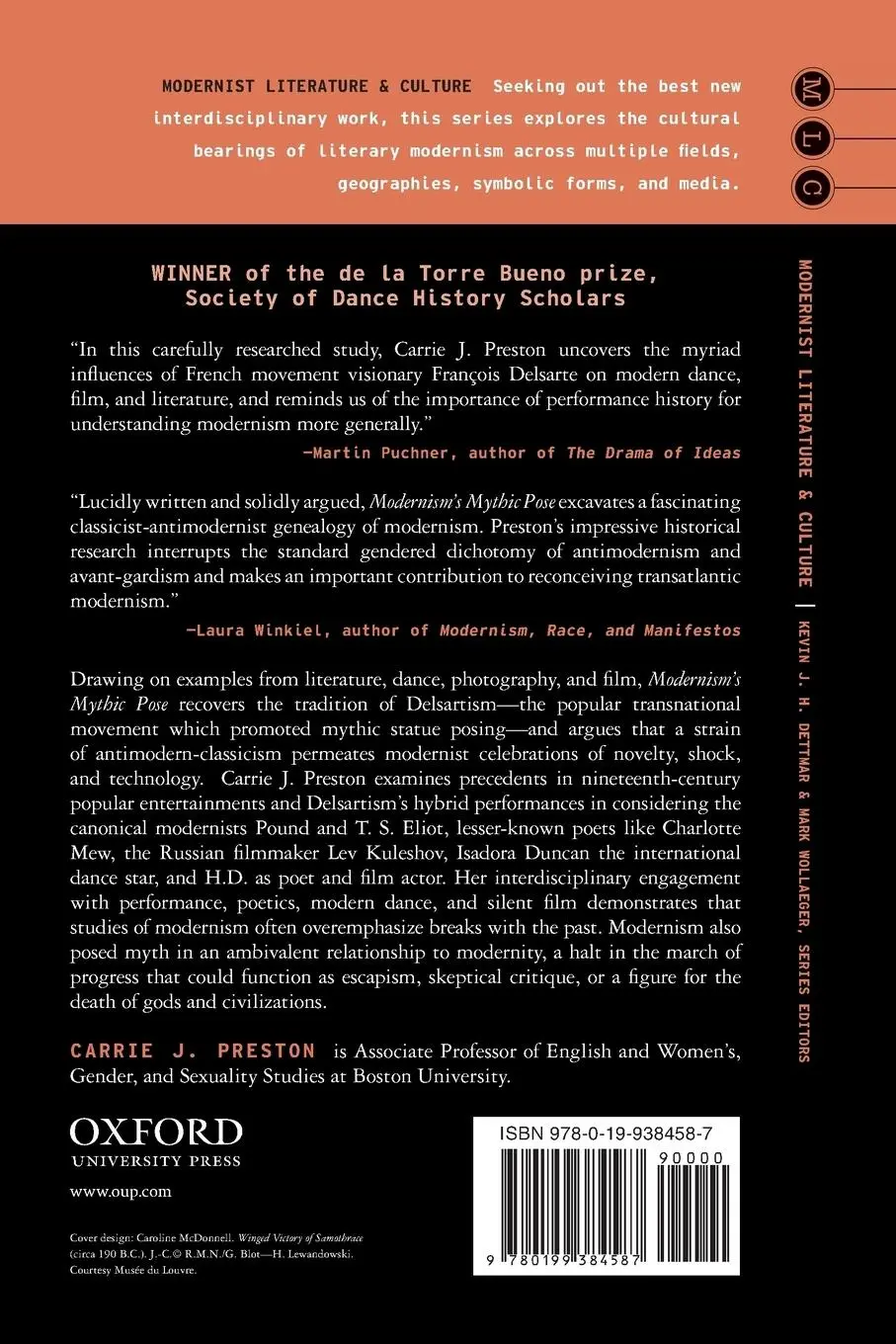 Rückseite: 9780199384587 | Modernism's Mythic Pose | Gender, Genre, Solo Performance | Preston