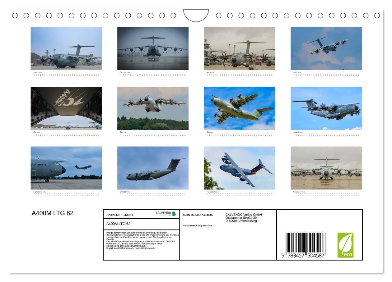 Bild: 9783457304587 | A400M LTG 62 (Wandkalender 2026 DIN A4 quer), CALVENDO Monatskalender