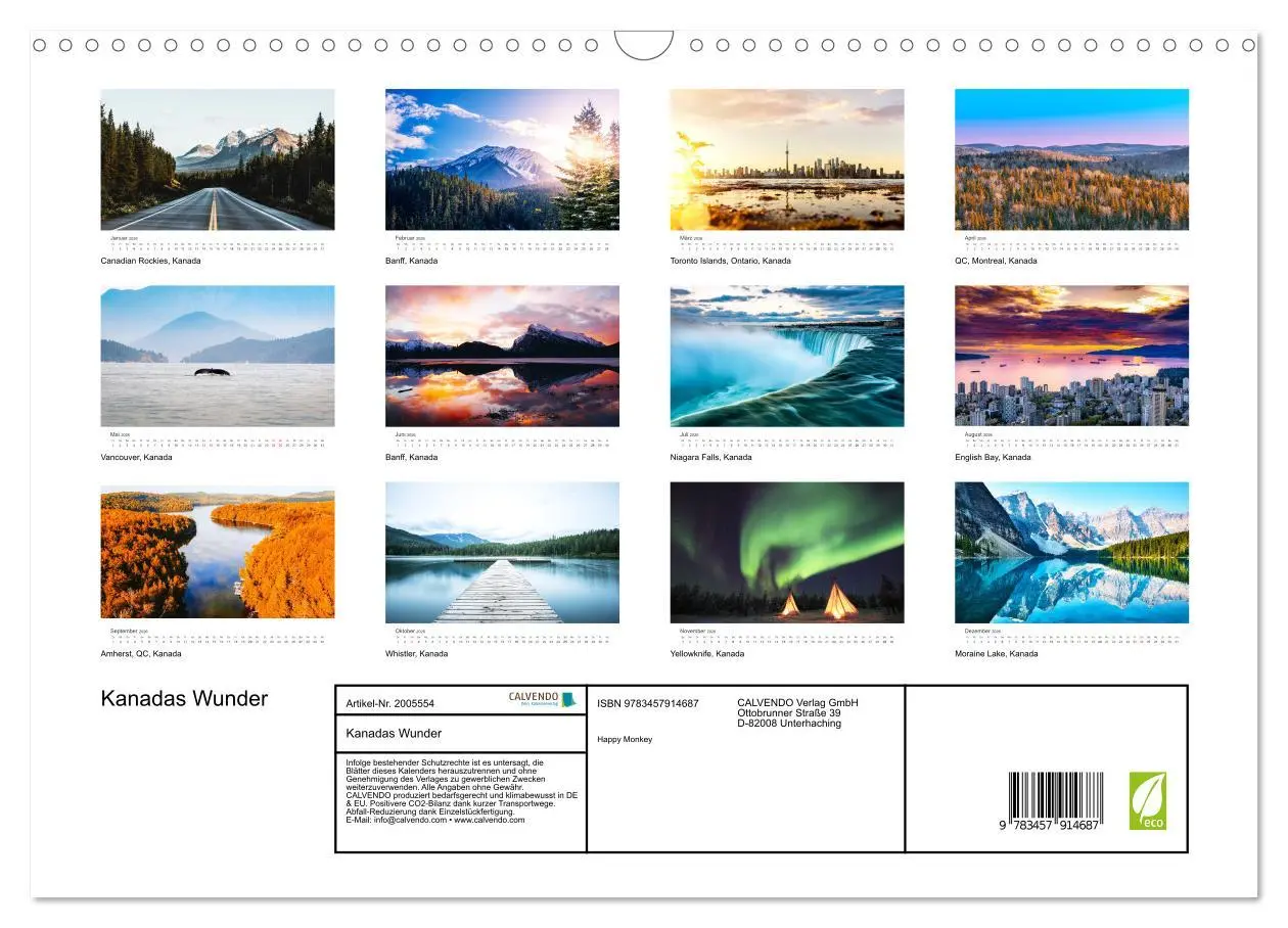 Bild: 9783457914687 | Kanadas Wunder (Wandkalender 2026 DIN A3 quer), CALVENDO...