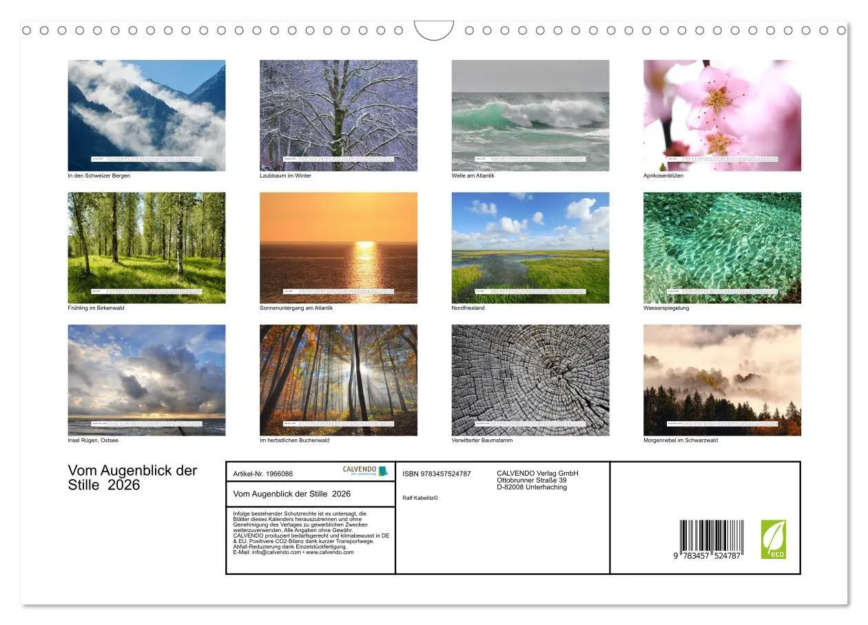 Bild: 9783457524787 | Vom Augenblick der Stille 2026 (Wandkalender 2026 DIN A3 quer),...