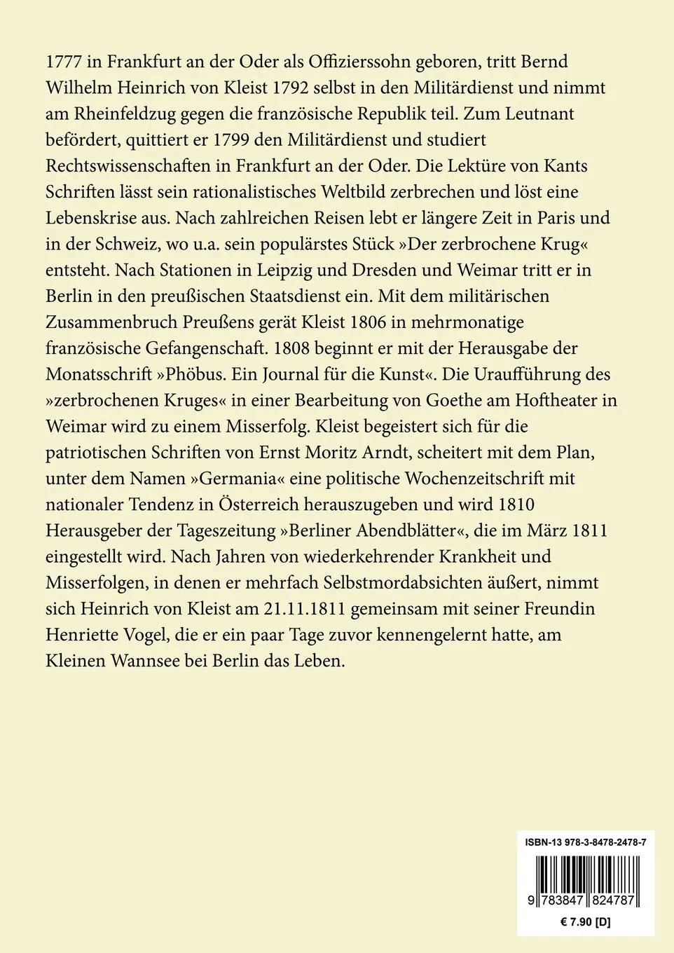 Rückseite: 9783847824787 | Der zerbrochene Krug (Großdruck) | Ein Lustspiel | Heinrich von Kleist