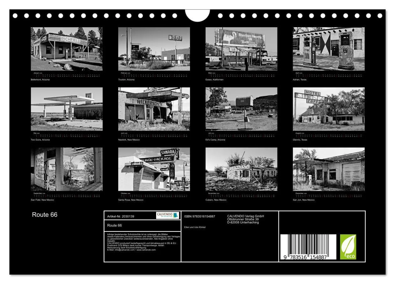 Bild: 9783516154887 | Route 66 (Wandkalender 2026 DIN A4 quer), CALVENDO Monatskalender