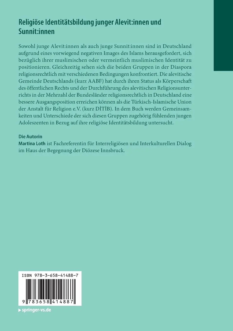 Rückseite: 9783658414887 | Religiöse Identitätsbildung junger Alevit:innen und Sunnit:innen