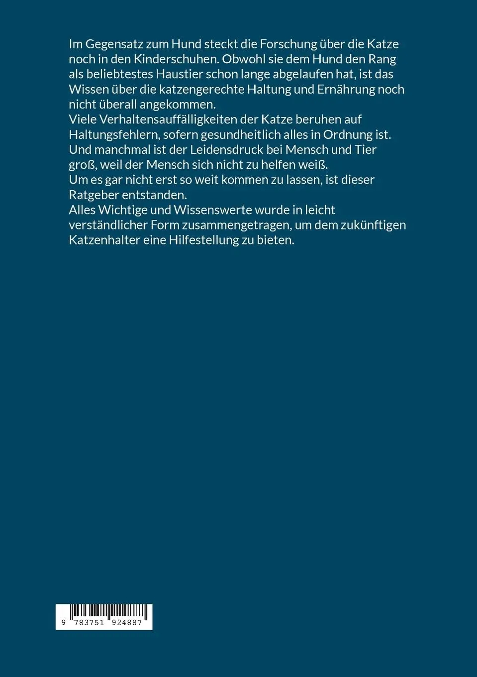 Rückseite: 9783751924887 | Alles, was die Katze braucht | Ratgeber | Angelika Rimbach | Buch