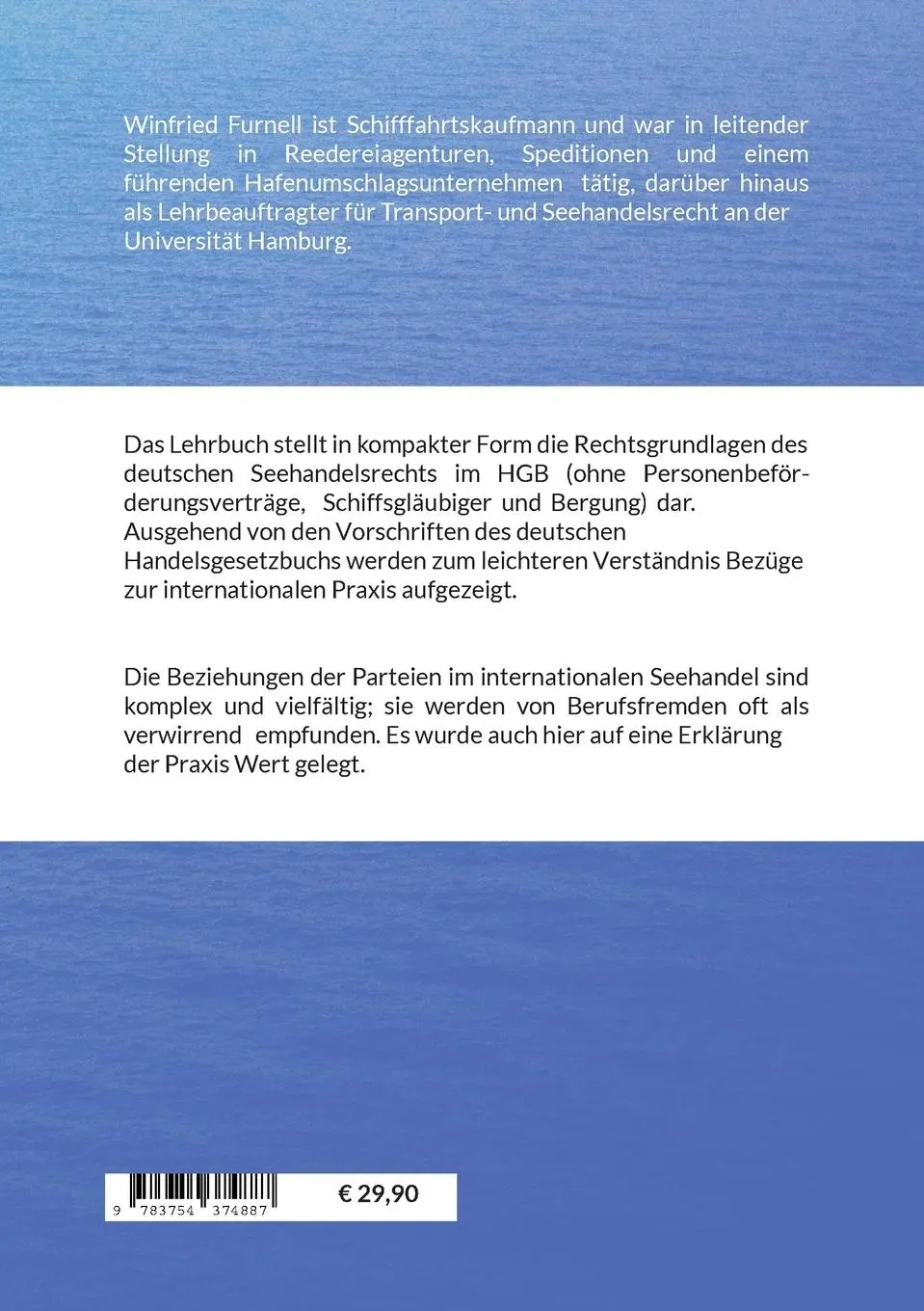 Rückseite: 9783754374887 | Das Seehandelsrecht im HGB | Winfried Furnell | Taschenbuch | 268 S.