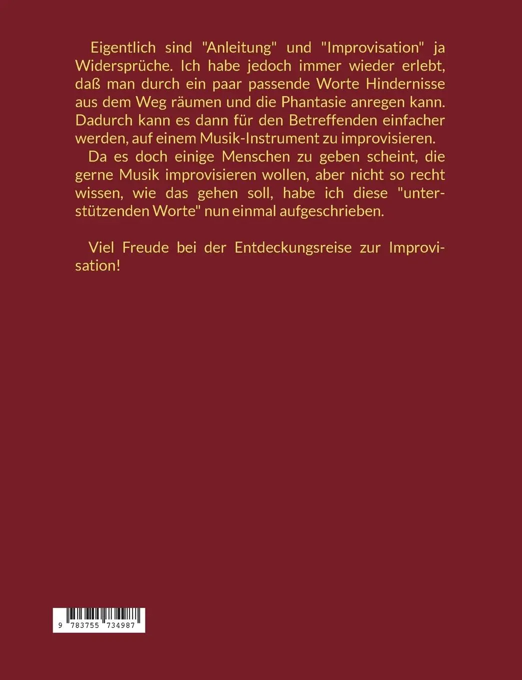 Rückseite: 9783755734987 | Wege zur Musik-Improvisation | Harry Eilenstein | Taschenbuch | 32 S.