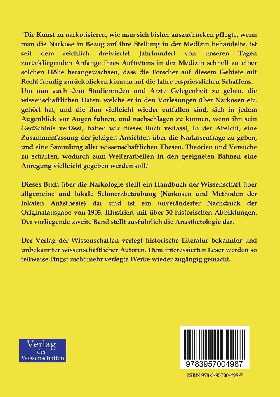 Rückseite: 9783957004987 | Narkologie | Zweiter Band | Wilhelm Benno Müller | Taschenbuch | 2019