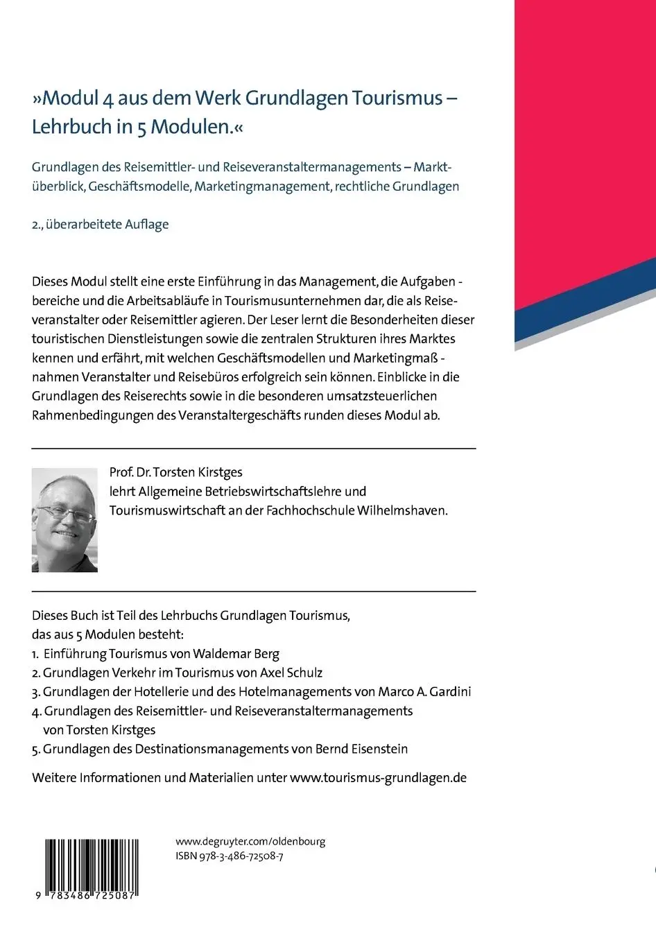 Rückseite: 9783486725087 | Grundlagen des Reisemittler- und Reiseveranstaltermanagements | Buch
