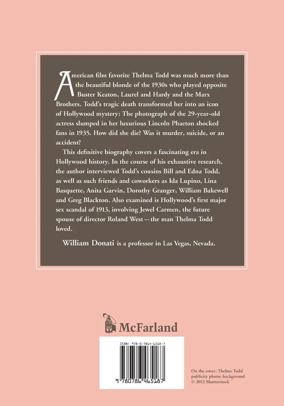 Rückseite: 9780786465187 | The Life and Death of Thelma Todd | William Donati | Taschenbuch
