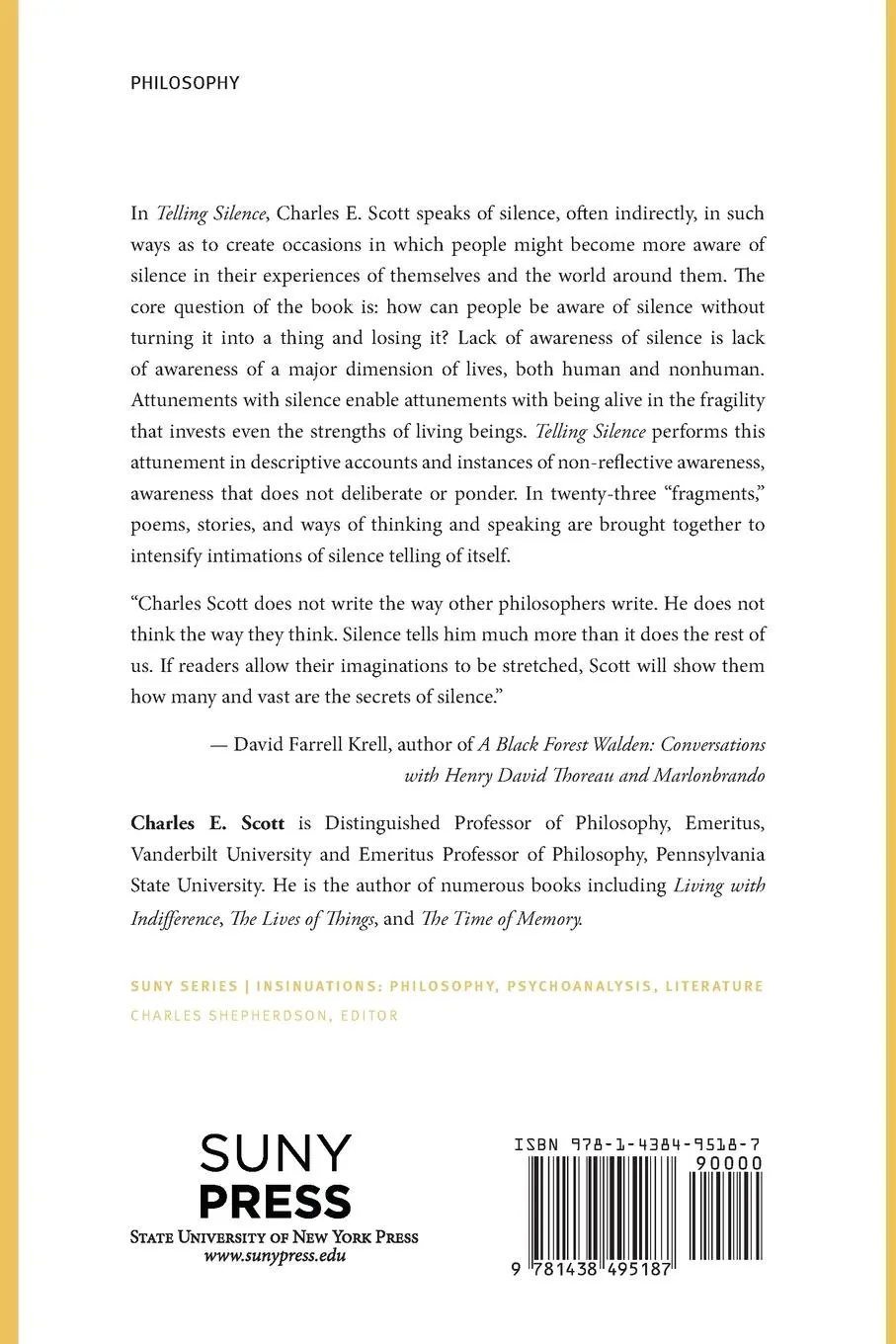 Rückseite: 9781438495187 | Telling Silence | Thresholds to No Where in Ordinary Experiences
