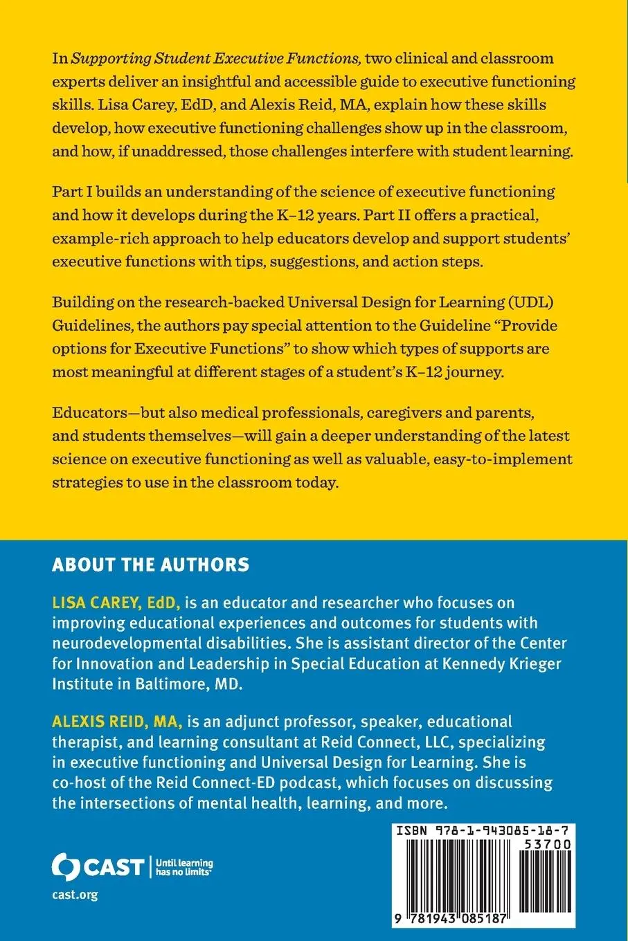 Rückseite: 9781943085187 | Supporting Student Executive Functions | Lisa Carey (u. a.) | Buch